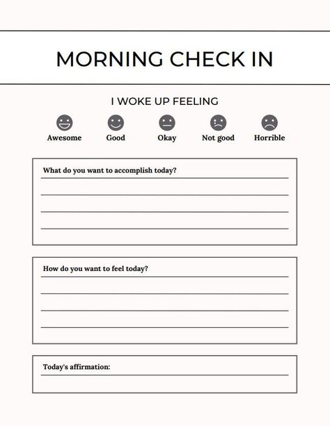 Morning Self Care, Morning Journal Prompts, Mood Diary, Affirmation Journal, Morning Journal, Self Care Journal, Morning Pages, Journal Daily, Morning Mood