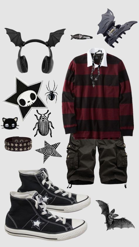 #red#black#outfitinspo#bat#spyder #shuffle#outfit#inspo#style#styleinspo Shuffle Outfit, Bat, Energy, Halloween, Outfit Inspo, Red, Black