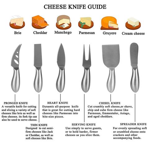 Geppetta Charcuterie Boards on Instagram: “Ever wonder what all these Cheese knives are for?” Cheese Knife Guide, Cheese Knife Set, Charcuterie Inspiration, Cheese Pairings, Charcuterie Platter, Charcuterie Cheese, Charcuterie And Cheese Board, Charcuterie Recipes, Cheese Knife