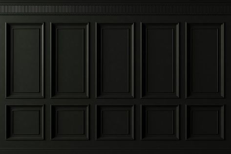 Black Moulding Wall, Black Wood Paneling, Black Wall Paneling, Photo Classic, Black Molding, Speak Easy, Accent Wall Designs, Barber Shop Decor, Wooden Wall Panels