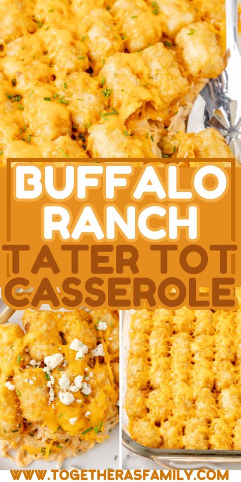 Ranch Chicken Tater Tot Casserole, Easy Dinner Recipes Tater Tots, Different Casserole Recipes, Tator Tot Chicken Casserole Recipe, Buffalo Tater Tot Casserole, Tater Tot Dinner Ideas, Tator Tot Recipes Dinners, Tater Tot Dinner, Casaroles Recipes