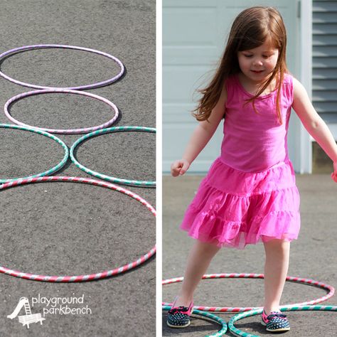 Hula Hoop Games - Hopscotch Kindergarten Pe Games, Abc Countdown To Summer, Hula Hoop Games, Kindergarten Pe, Outside Gym, Luau Pool Party, Outside Activities For Kids, Countdown To Summer, Gym Games For Kids