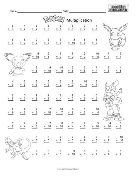 Pokémon Worksheets - Teaching Squared Pokemon Math Activities, Pokemon Math Worksheets, Pokemon Worksheets Free Printables, Pokemon School Activities, Pokemon Multiplication, Pokemon Homeschool, Pokemon Worksheets, Pokemon Math, Math Worksheets For Kids