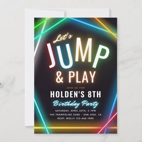 Trampoline Party Invitation  Jump Party  Zazzle Birthday Boy Invitations, Trampoline Party Invitations, 8th Birthday Boy, Jump Birthday Party, Boys 8th Birthday, Trampoline Party, Jump Party, 8th Birthday, Party Shop