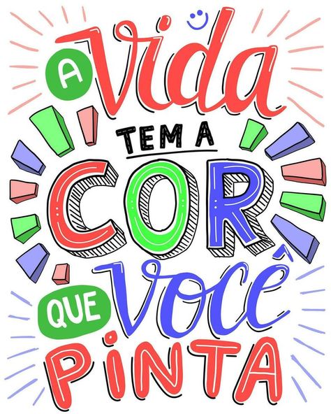 Poster Lettering, Lettering Frases, Hand Lettering Design, Brazilian Portuguese, Paint Paint, Quote Poster, Pottery Painting, Paint Color, Lettering Design