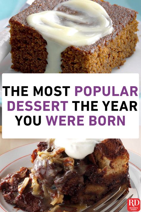 You might be a Bananas Foster baby—or were you born in the year of Hummingbird Cake? Take a look back at 60 marvelous years of dessert trends. They’re our birthday gift to you! Trending Desserts, Foster Baby, Most Popular Desserts, Hummingbird Cake, Bananas Foster, Our Birthday, Popular Desserts, Salty Cake, Homemade Apple Pies