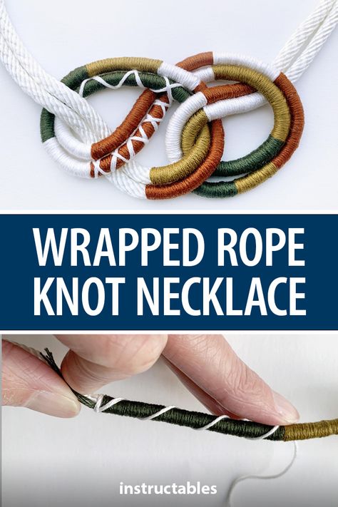 Embroidery Floss Jewelry, Rope Jewelry Diy, Rope Jewelry How To Make, Rope Necklace Tutorial, Rope Necklace Diy, Wrapped Rope Necklace Diy, Adjustable Macrame Jewelry With Nylon Cord, Knotted Necklace Diy, Embroidery Floss Projects