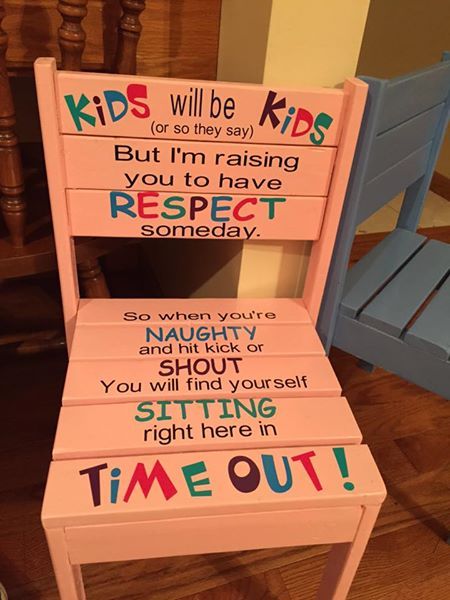 time out chair Timeout Chair, Time Out Chairs For Kids, Diy Time Out Chair, Time Out Chairs, Timeout Chair Ideas, Time Out Chair Diy, Toddler Table And Chairs Diy, Baby Chairs Diy, Painted Time Out Chairs