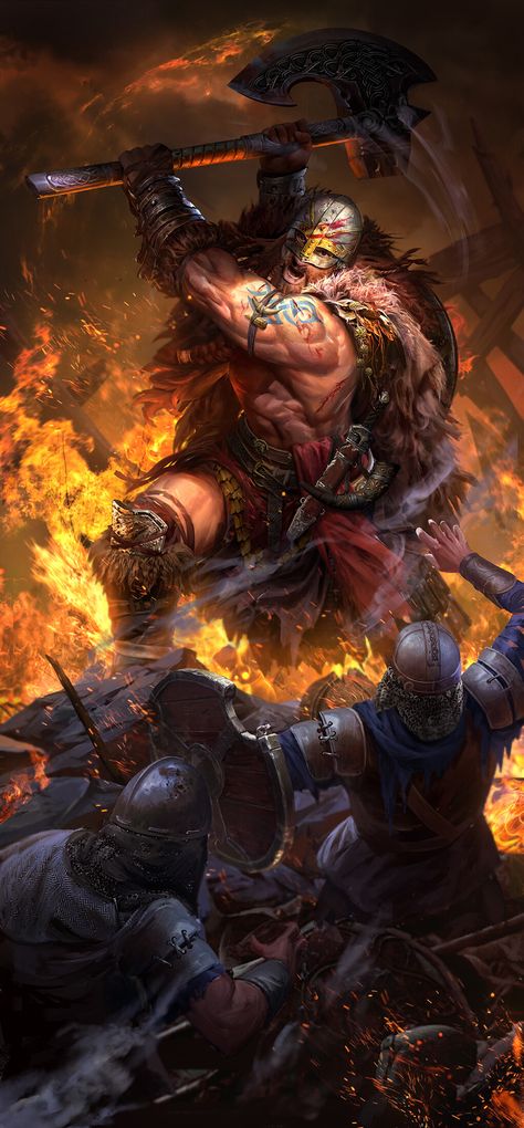 Fantasy Barbarian, Barbarian Warrior, Elder Scrolls Lore, Warhammer Fantasy Roleplay, Games Mobile, Warrior Art, Warrior Concept Art, Conan The Barbarian, Viking Art