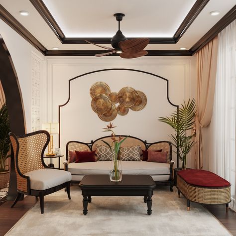 Mini house - Indochine style on Behance Colonial Style Interior, Indochine Interior, Indochine Style, Bedroom Decor For Small Rooms, Wallpaper For Walls, European House, Lotus Blossom, Wallpaper Living Room, Colonial Style