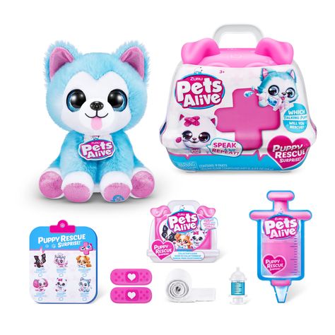 Pets Alive Pet Shop Surprise S3 Puppy Rescue (Wole Dog) by ZURU Surprise Puppy Plush, Ultra Soft Plushies, Compound Surprises Inside, Interactive Toy Pets, Electronic Speak and Repeat Zuru Toys, Bandage Sticker, Gifts From Santa, Soft Plushies, Cat Rock, Barbie Land, Wish List Ideas, Puppy Plush, Rescue Puppies