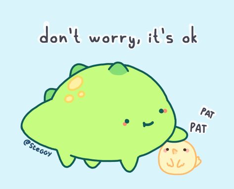 Don't worry little friend! Steggy the baby dino will pat your head and make sure you're ok ❤️ #dinosaur #chubby #kawaii #baby #animal #happygif #patpat Baby Dino, Good Boy, Don't Worry, Gif