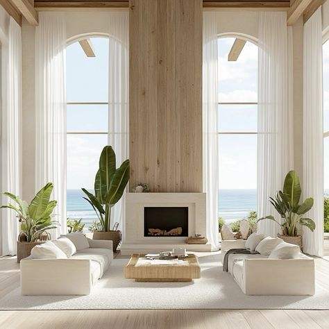 It’s giving coastal Malibu vibes Coastal Art Deco Interior, Miami Modern Interior Design, Coastal Luxury Interior Design, Alys Beach Interiors, Malibu Vibes, Hamptons Interior, Malibu Mansion, Miami Interiors, Modern Miami