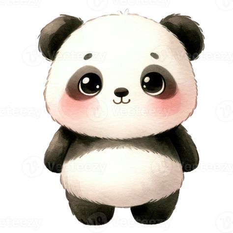 Kawaii Animal Illustration, Panda Illustration Cute, Cute Panda Illustration, Panda Items, Baby Simba, Panda Painting, Panda Illustration, Panda Drawing, Baby Animal Drawings