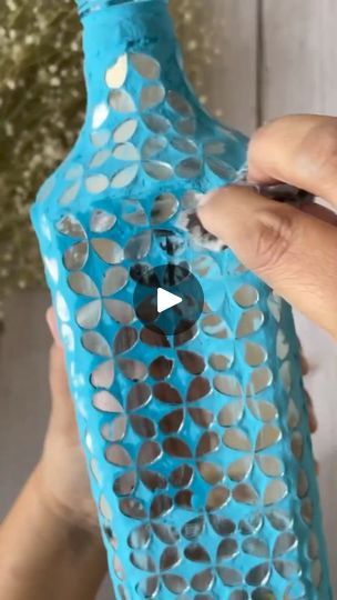 Waste mirror glass I make  mirror mosaic art bottle! | By Entertainment now | Facebook Lippan Art On Glass Bottle, Mirror Mosaic Art, Art Bottle, Lippan Art, Mirror Mosaic, Best Out Of Waste, Mirror Art, Stone Work, Mirror Glass