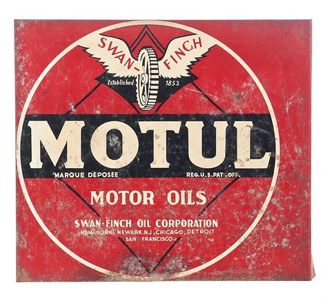 375-motul-swan-finch-motor-oils-retro-sign | Museo Fisogni Motul Logo, Typography Shirt Design, Vintage Garage, Old Garage, Poster Photography, Logo Pin, Retro Images, Beer Signs, Retro Sign