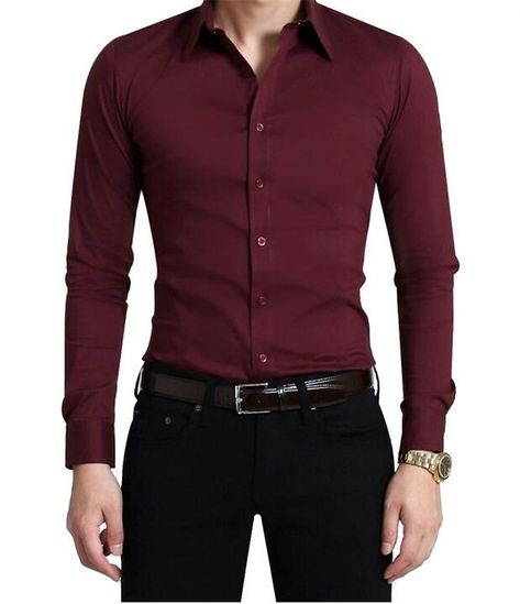 Casual White Shirt, Tall Men Fashion, Formal Attire For Men, Mens Dress Outfits, Stylish Shirts Men, Burgundy Shirt, Pants Outfit Men, Mens Casual Outfits Summer, Men Fashion Casual Shirts