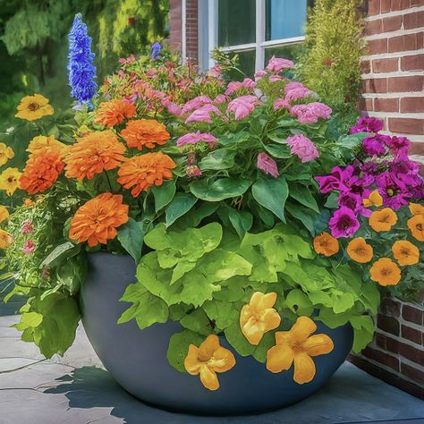 21 Full Sun Container Plants Ideas » Comfy Ideas Front Yard Container Landscaping, Sunny Porch Plants, Container Plants For Full Sun And Heat, Full Sun Annuals For Pots, Bright Light Plants, Red Hot Poker Plant, Full Sun Container Plants, Small Garden Waterfalls, French Cottage Garden