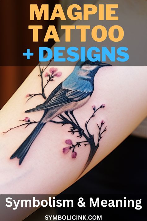 Magpie Tattoo Meaning Korean Magpie Tattoo, Magpie Tattoo Design, Two Magpies Tattoo, Magpie Drawing, Magpie Tattoo, Bird Tattoo Meaning, Tattoos Meaning, Tattoo Meanings, Black And White Birds