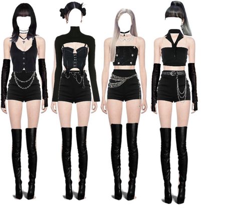 Leahsss on ShopLook | The easiest way to find the perfect outfit All Black Outfit Dance, Outfit For Performance On Stage, Kpop Dance Outfits Ideas, Black Outfit Kpop, Dance Outfits Black, Black Stage Outfits, Black Dance Outfit, Kpop Dance Outfits, Dance Style Outfits