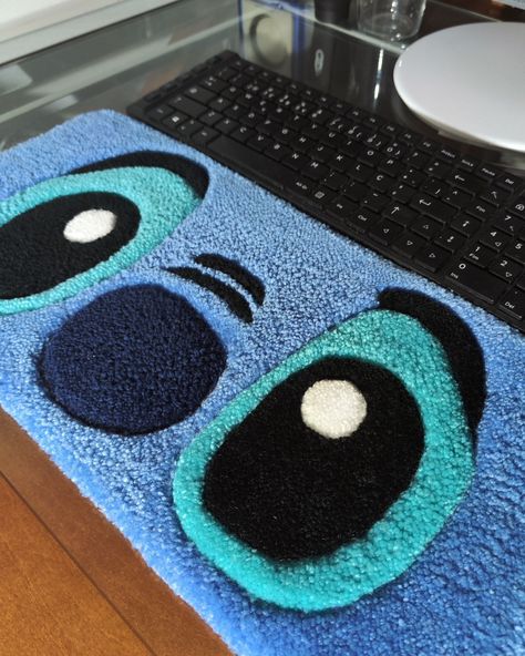 Stitch Keyboard Rug 🫣 . . . #tuftingrug #customrugs #handmade #homedecoration #interiordesign #embroidery #stitch #liloandstitch #disneygram #cartoons #keyboard #gaming #pcgamer #craft Tufted Keyboard Rug, Stitch Keyboard, Tufting Art, Keyboard Rug, Stitch Rug, Tufting Ideas, Tufting Diy, Artistic Rugs, Rug Tufting