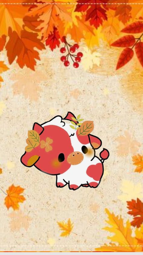 #autumncow Cow Wallpaper, Cute Wallpapers For Ipad, Vintage Flowers Wallpaper, Artsy Pictures, Disney Phone Wallpaper, Cute Doodles Drawings, Cute Doodle Art, Cute Disney Wallpaper, Cute Patterns Wallpaper