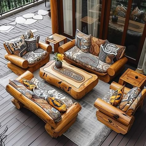 House Decor Ideas Living Room, Rustic Furniture Design, Wooden Sofa Set Designs, Rustic Wood Furniture, Furniture Design Wooden, Diy Kitchen Furniture, Log Furniture, Woodworking Projects Plans, Diy Kitchen Island