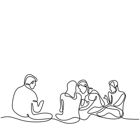 Group of happy young friends continuous one line drawing. Happy teenager male and female sitting while talking and laughing together. Friendship concept. Vector design illustration Logo For Friends Group, Friendship One Line Drawing, Drawing Ideas Friendship, People Laughing Drawing, One Line Drawing People, Line Drawing Friends, Friends Line Drawing, Group Of Friends Illustration, Friendship Line Art