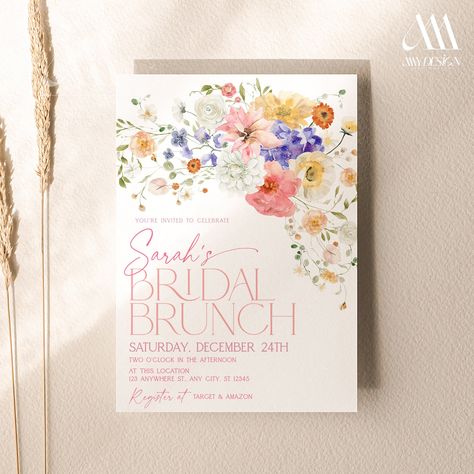 Wildflower Bridal Shower, Bridal Shower Brunch Invitations, Bridal Brunch Invitations, Bridal Shower Flowers, Brunch Invitations, Bridal Shower Brunch, Bridal Shower Invitations Templates, Invitation Floral, Bridal Brunch