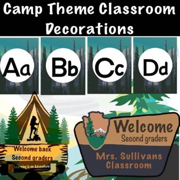 Forest Inspired Classroom, Campground Themed Classroom, Camp Theme Classroom, Nature Themed Classroom, Camping Classroom Theme, Elementary Classroom Decor Themes, Camp Kindergarten, Forest Theme Classroom, Class Birthday Display