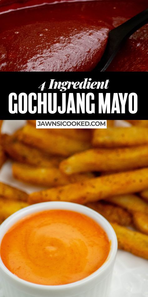 This quick and easy Gochujang Mayo Recipe is a spicy/sweet, umami-packed condiment that's great on anything from fries to fish tacos, and only takes 5 minutes to make! Mayo Sauce Recipe, Gochujang Mayo, Spicy Mayo Recipe, Easy Dipping Sauce, Fish Taco Sauce, Mayo Recipe, Mayo Sauce, Asian Sauce, Spicy Korean