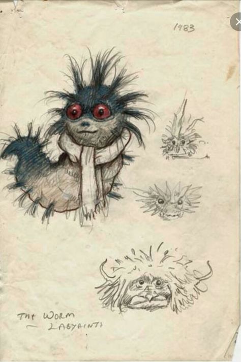 The worm from The Labyrinth drawn by Brian Froud...Next tattoo??? Concept Art Landscape, Jim Henson Labyrinth, Labyrinth Art, Labyrinth Movie, Brian Froud, Goblin King, The Dark Crystal, Art Disney, Jim Henson