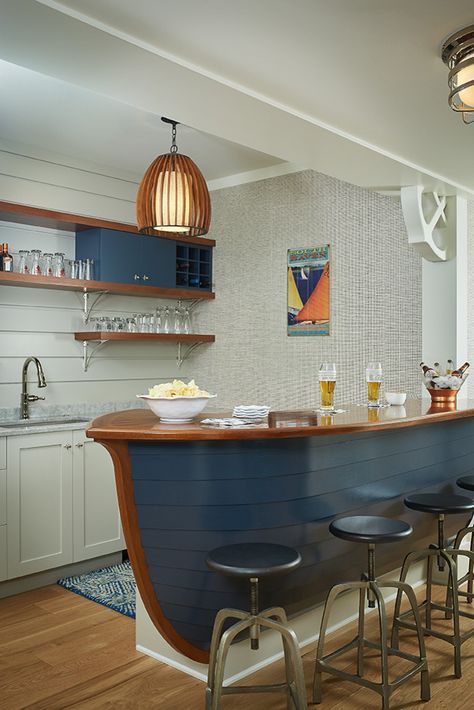 Ellerton - Lake Cottage - Traditional - Home Bar - Grand Rapids - by Visbeen Architects | Houzz Lake House Bar Ideas, Boat Bar Ideas, Yacht Club Decor, Outdoor Grill Space, Charleston Living, Float House, Cottage Traditional, Nautical Bar, Lakehouse Kitchen