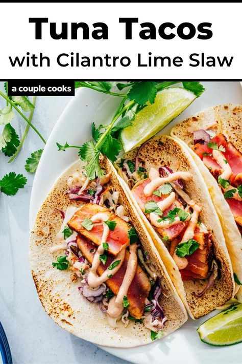 Ahi Tacos Recipe, Ahi Tuna Sauce, Tuna Tacos Recipe, Chipotle Tuna, Ahi Tacos, Ahi Tuna Tacos, Ahi Tuna Steak Recipe, Steak Taco Recipe, Smoked Tuna