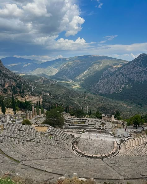 ancient theater ruins in delphi greece Delphi Greece, Dream Destinations, Beautiful World, Europe Travel, Greece, Places To Travel, Hiking, Italy, Travel