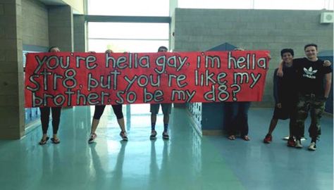 Gay Prom, Cute Prom Proposals, Asking To Prom, Gay Best Friend, Dance Proposal, Sadie Hawkins, Prom Couples, Army Pants, Prom Proposal