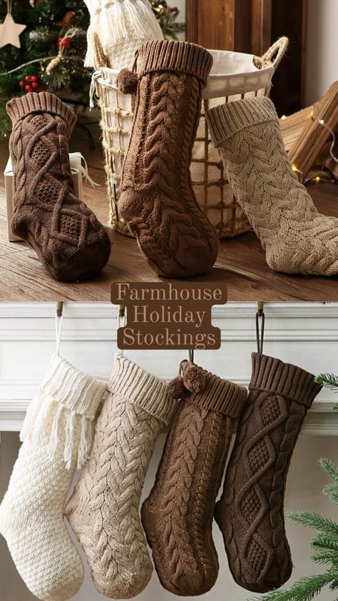 Farmhouse Stockings, Christmas Stockings, Farmhouse Christmas Decor, Neutral Christmas Decor, Knit Stockings for Christmas, Rustic Christmas Decor, holiday decor White Beige Home, Stocking Decorations, Stockings For Christmas, Rustic Christmas Stocking, Season Decor, Rustic Holiday Decor, Knit Stockings, Farmhouse Boho, Xmas Stockings