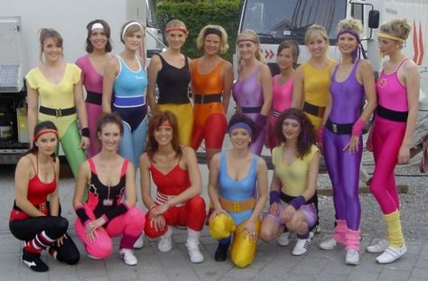 Classic Aerobics Outfits                                                                                                                                                                                 More 90s Workout Clothes, 80s Workout Outfit, Aerobic Outfits, 80s Workout Clothes, 80s Party Outfits, 80s Workout, Party Rock, Disco Dance, Gym Style