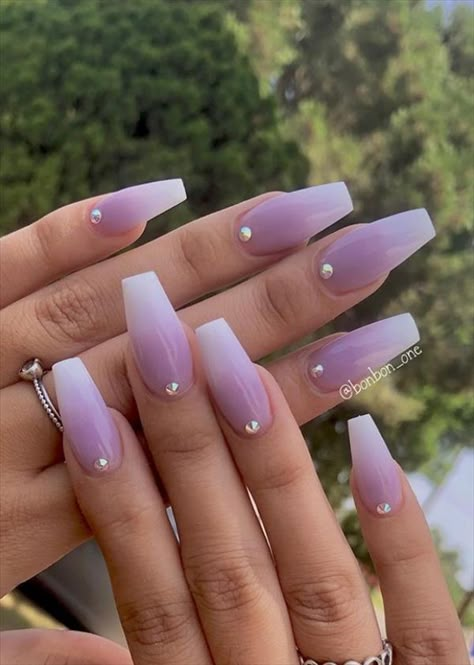 Lavender Acrylic Nails, Purple Ombre Nails, Lilac Nails, Purple Acrylic Nails, Nails Gold, Purple Nail Designs, Lavender Nails, Nails Green, Cute Nail Art Designs