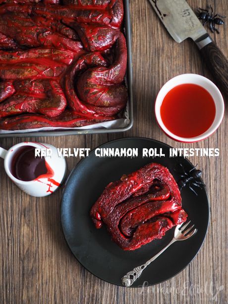 Red Velvet Cinnamon Roll Intestines Halloween Food Intestines, Red Cinnamon Rolls, Brain Cinnamon Rolls Halloween, Halloween Intestines Cinnamon Rolls, Halloween Intestines Food, Cinnamon Roll Intestines Halloween, Intestine Cinnamon Rolls, Spooky Cinnamon Rolls, Cinnamon Roll Halloween