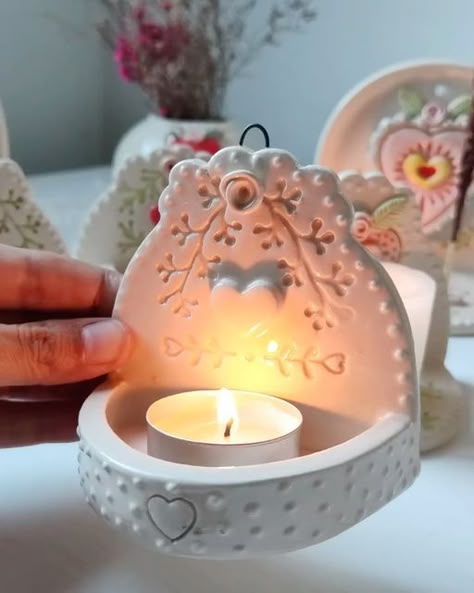 Candle Holder Aesthetic, Air Dry Clay Home Decor, Ceramic Store, Clay Diy Projects, Paper Flower Wall, Air Dry, Pottery Crafts, Diy Clay Crafts, Crafty Craft