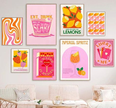 Lemon Artwork, Aperol Spritz Poster, Sangria Drink, Kitchen Bar Decor, Bar Home Decor, Lemon Art, Poster Decorations, Retro Cartoon, Bar Home