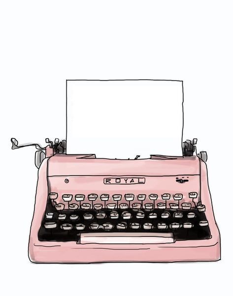 Writing Icon Aesthetic, Typewriter Clipart, Typewriter Drawing, Typewriter Illustration, Bullet Journal Boxes, Writing Clipart, Pink Typewriter, Catwoman Comic, Teacher Aesthetic