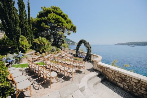 Wedding Venues Seaside, Wedding French Riviera, Croatia Wedding Venues, Blue And Pink Wedding Flowers, Sea View Wedding, Bride Scrapbook, Blue And Pink Wedding, Dubrovnik Wedding, Wedding Venues Italy