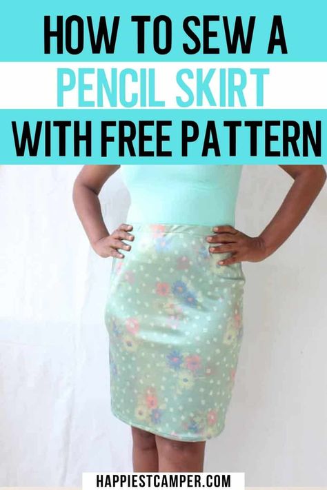 We have your next sewing project ready! We show you How To Sew A Pencil Skirt With Free Pattern! This is the perfect everyday skirt. The elastic waistband gives you comfort you can count on all day long, while the sliming shape gives you confidence. The included free pattern makes it easy to size this for the perfect fit. Great beginner sewing project. DIY clothing. How To Sew A Pencil Skirt With Free Pattern Steam Punk Clock, Straight Skirt Pattern, Sew A Skirt, Pencil Skirt Tutorial, Easy Sewing Projects For Beginners, Skirt Pattern Easy, Everyday Skirt, Simple Sewing Tutorial, Skirt Pattern Free