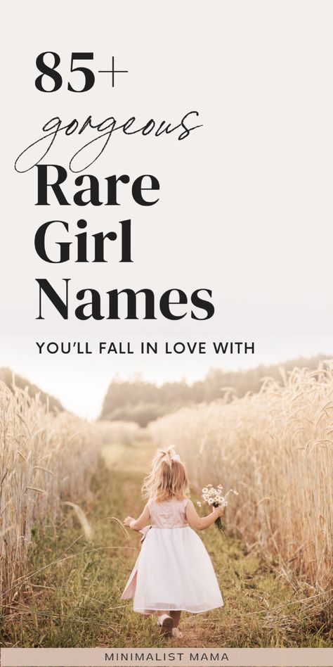 Searching for rare baby girl name ideas for 2025? I’ve created a list of unique and uncommon baby girl names that aren’t in the top 1000 most popular names. Click through to explore the best rare baby girl name list and find beautiful, unique girl names and uncommon name ideas. Rare baby names for girls, unique baby names, uncommon baby names Cute Baby Names Unique List, Unique A Names, Country Baby Girl Names, Girl Name List, Rare Beautiful Names, Unique Names For Girls, Rare Girl Names, Names For Girls Unique, Southern Girl Names