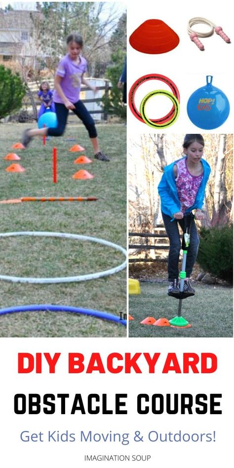 Make Your Own Backyard Obstacle Course for Your Kids -- It Gets Kids Outside and Active Toddler Obstacle Course Outdoor, Diy Obstacle Course For Kids, Backyard Obstacle Course For Kids, Backyard Ninja Course, Diy Obstacle Course, Obstacle Course Ideas For Kids, Family Olympics, Obstacle Course For Kids, Backyard Obstacle Course