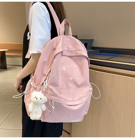 College Bags For Girls Student, Pink School Bag, Pink School Bags, College Bags For Girls, Girly Backpacks, Korean Bags, Cool School Bags, Cute School Bags, Cute Luggage