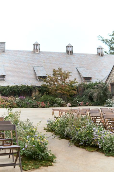 Monet Inspired, French Chateau Wedding, Earthy Wedding, Aisle Flowers, Blue Hill, Stone Barns, Ceremony Inspiration, Floral Backdrop, Ceremony Arch