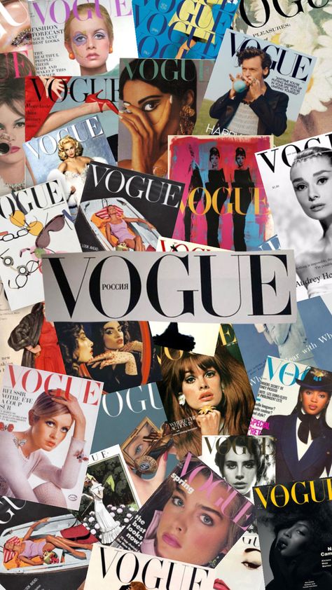 Vouge Collage Wallpaper, Vogue Magazine Covers Aesthetic, Fashion Is My Passion, Vouge Magazines Background, Aesthetic Vouge Covers, Vogue Astethic, Magazine Cover Wallpaper, Vouge Wallpapers Iphone, Vogue Covers Aesthetic